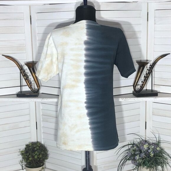 Y2K Grunge Poison Band Graphic Tee Split-tone Tie-dye Gray Cream sz S - Picture 6 of 11